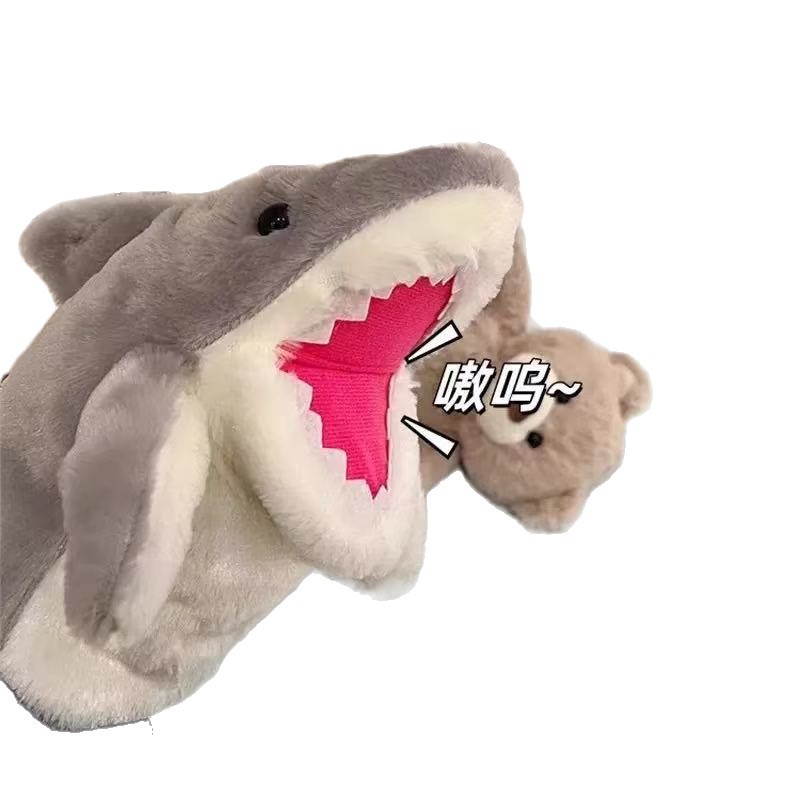 Girl's Toy Greedy Hungry Little Shark Doll with Open Mouth Hand Puppet Gloves Plush Doll Doll Kidsren's Toy