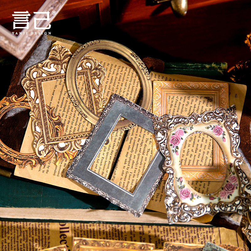 Yanji Art Collection Series Retro Border Hollow Card European Style Bottoming Photo Frame Retro Decorative Stickers 6 Styles