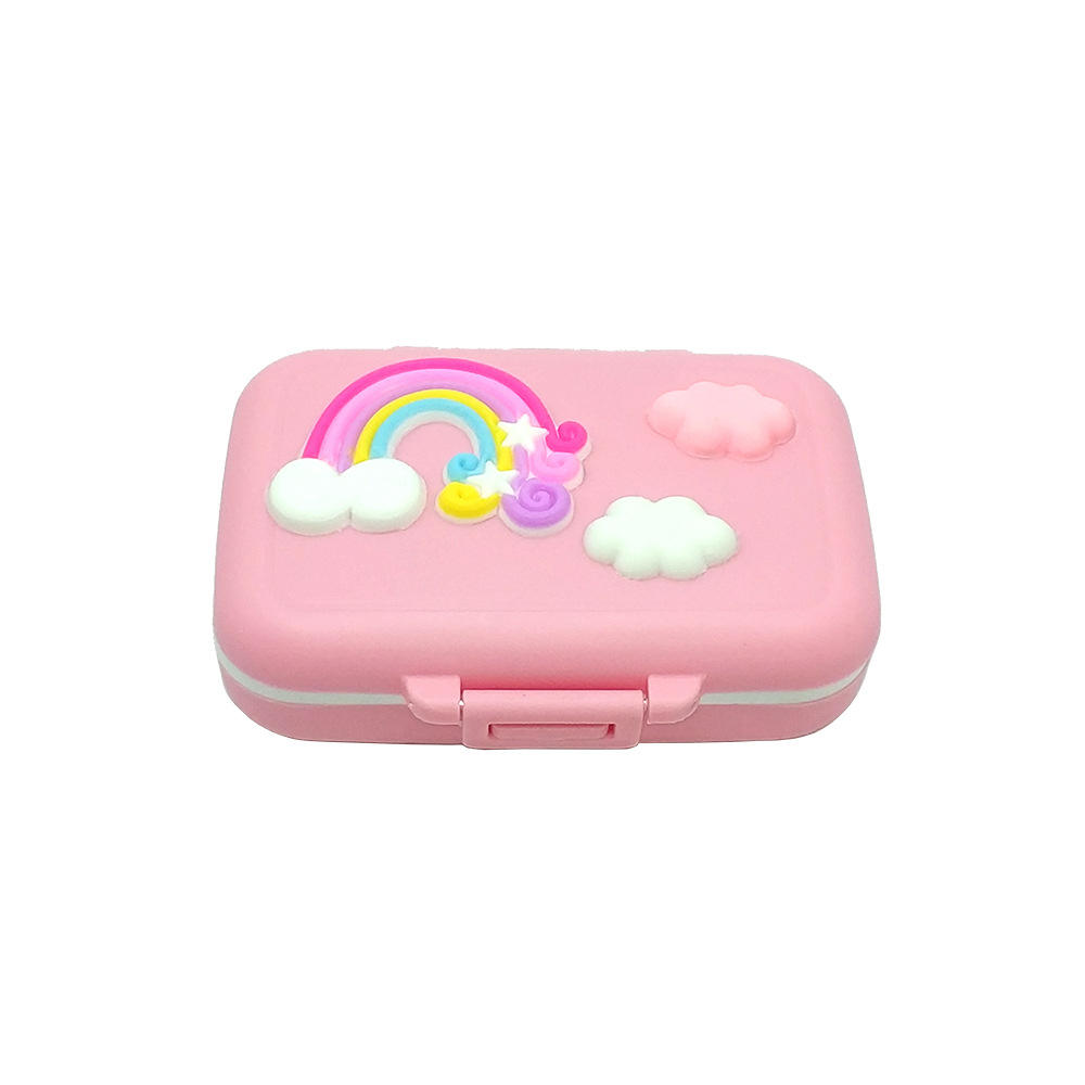 Soft Silicone Rainbow Baby Deciduous Tooth Box with Small Tweezers Lanugo Bottle Cotton Ball Blue Pink Plastic Kidsren's Tooth Replacement Storage