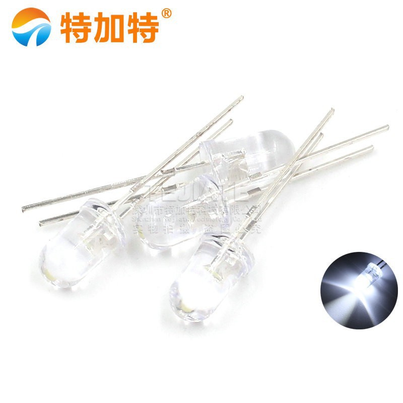 5mm light emitting diode LED lamp bead light emitting tube Q5 white hair white light highlight short leg