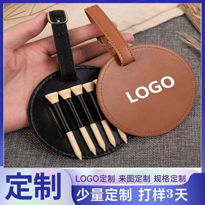 Wholesale multi-pack golf ball nail leather case waist hanging wooden nail golf tee storage set ball TEE set