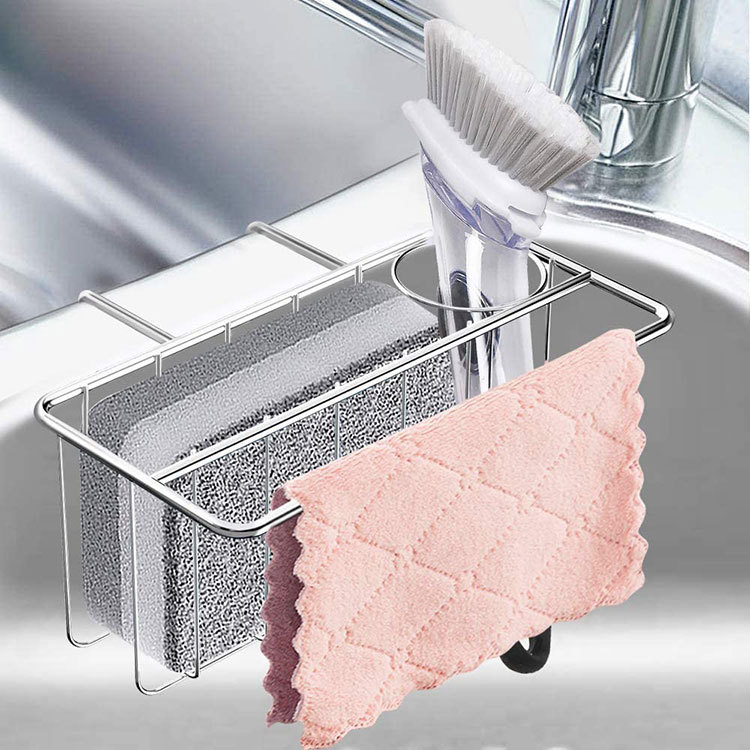 Настенный органайзер для губок из нержавеющей стали 304, дренажная корзина