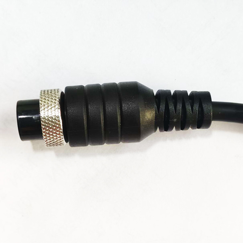 One-To-Two Seat Cushion Power Cord (Secondary Cable) M12-4P Aviation Male to Sr, Length 20cm, Tail Length 40.5cm, Black