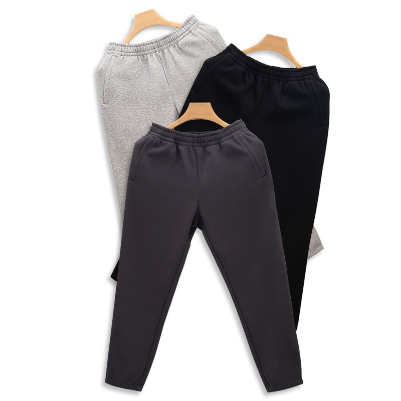 Zipper Bag fleece-lined Pants Men's and Women's Autumn and Winter Loose Leg Xinjiang Cotton Winter Casual Non-ironing Thickened Warm Pants for Men