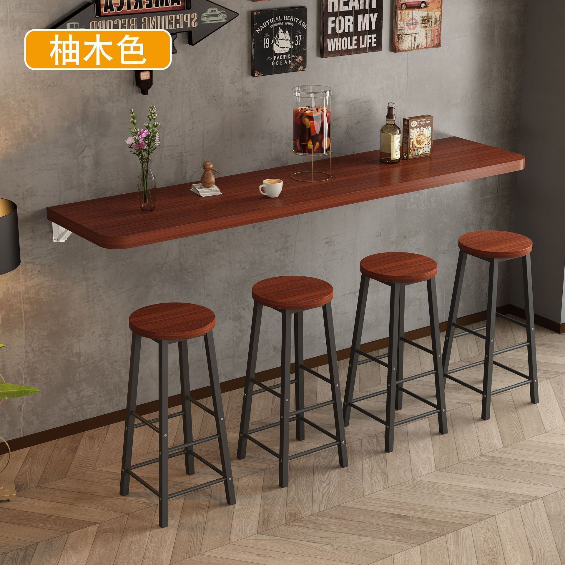 Wall-Mounted Folding Table Dining Table Commercial Restaurant Milk Tea Shop Small Apartment Wall Bar Home Wall-Mounted Table