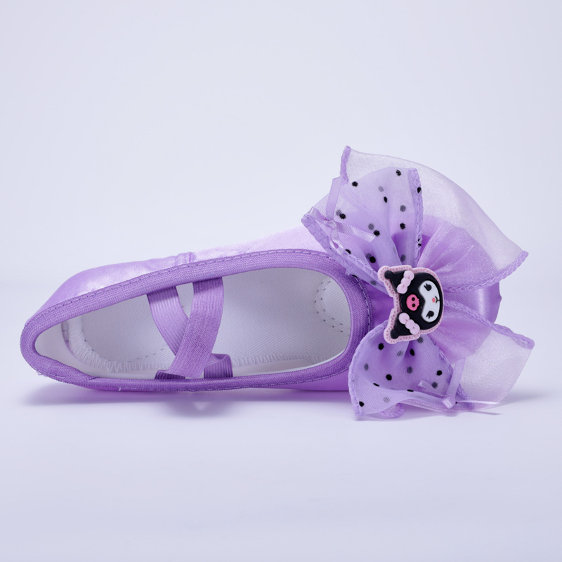 New Cute Kidsren's Dance Shoes Ballet Dance Shoes Purple Satin Cat Claw Shoes Kindergarten Baby Performance 8103