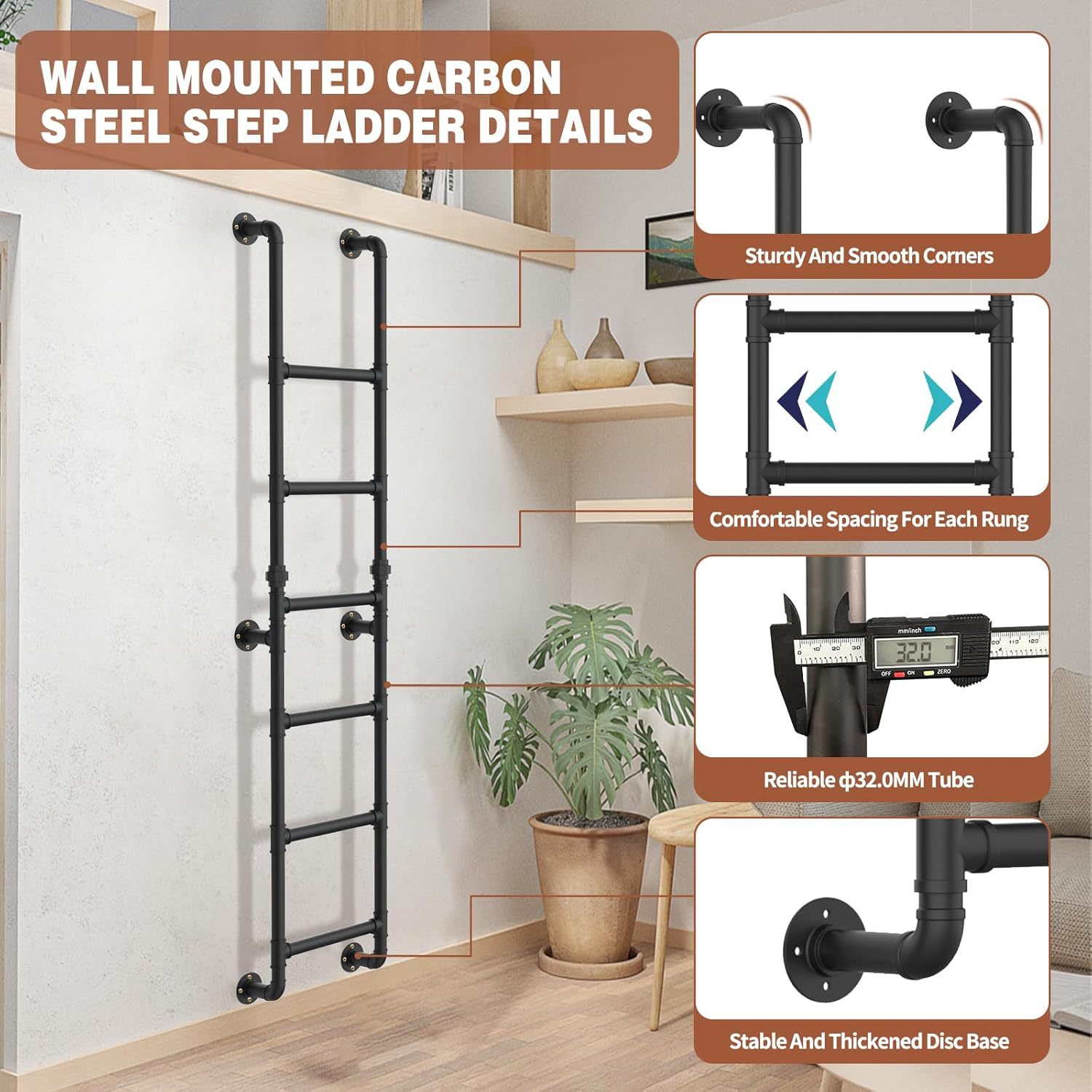 Metal Cross-Border Retro Industrial Style Indoor and Outdoor Heavy-Duty Fire Escape Ladder, Used for Export Windows and Basements