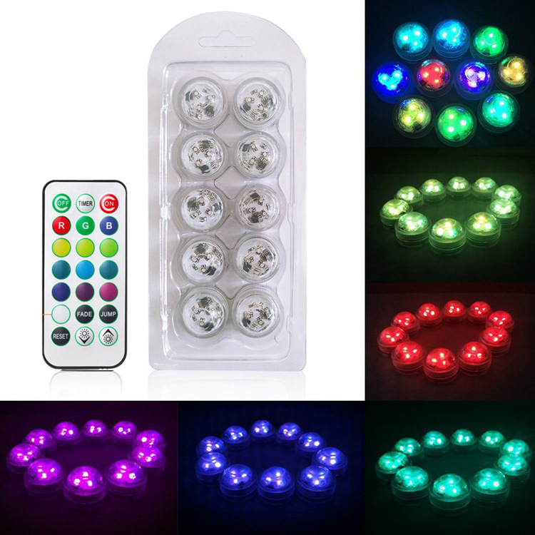 New 3Led Diamond Knob Candle Light Aquarium Underwater Light Waterproof Remote Control Diving Light Lighting Lighting Knob Light