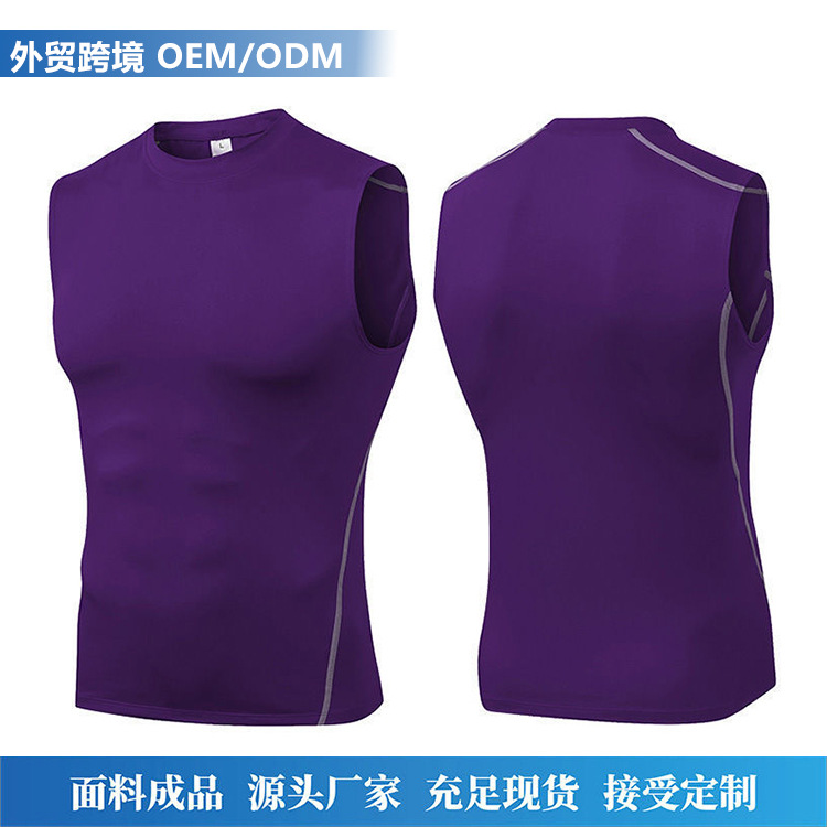 Cross-Border Amazon Men's Training Tight Vest Basketball Fitness Running Sports Quick-Drying Clothes Breathable Sleeveless