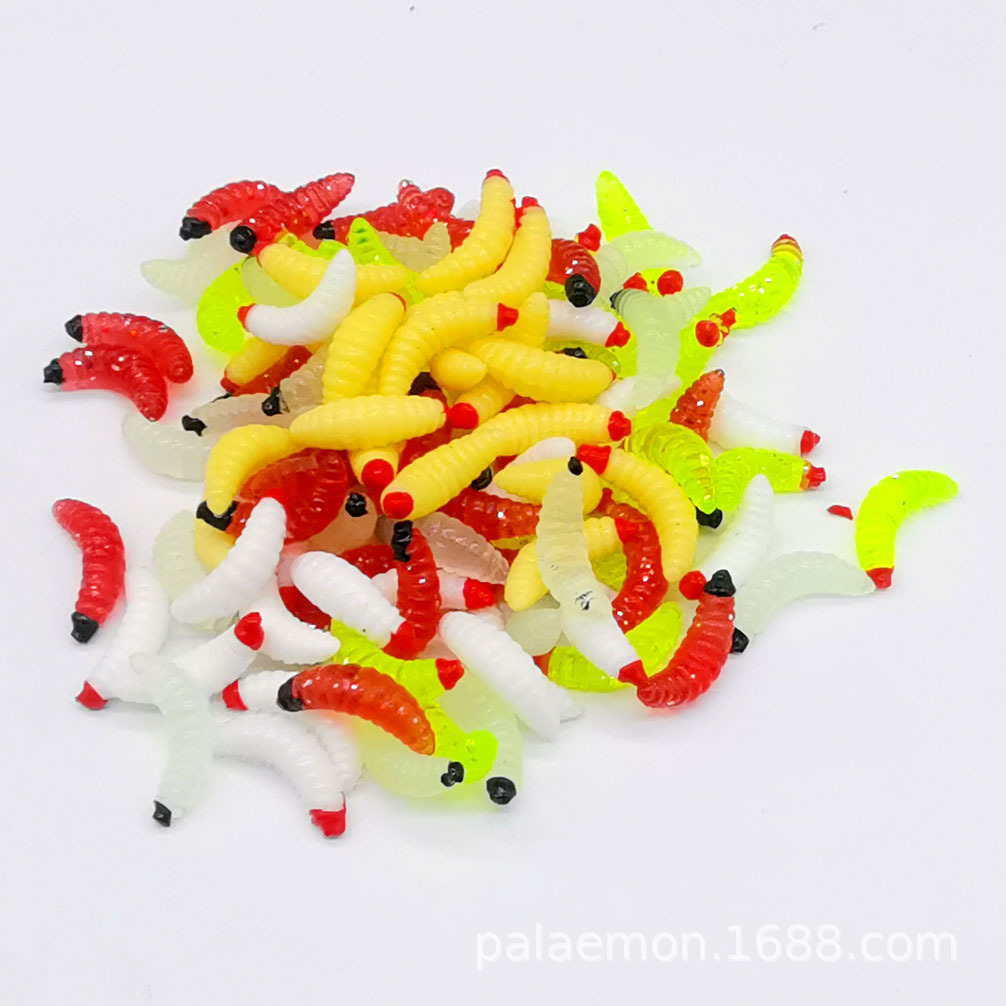 Nabaichuan Palaemon Red Head Bread Insect Bionic Maggot Luya Soft Bait 2.4cm0.5gPVC Soft Insect Fake Bait