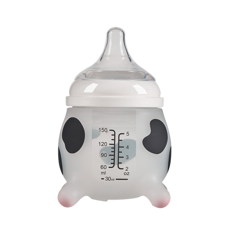 Baby Silicone Bottle 150Ml-240Ml-330Ml Wide-Caliber Cow-Shaped Anti-Spit-Up Anti-Colic