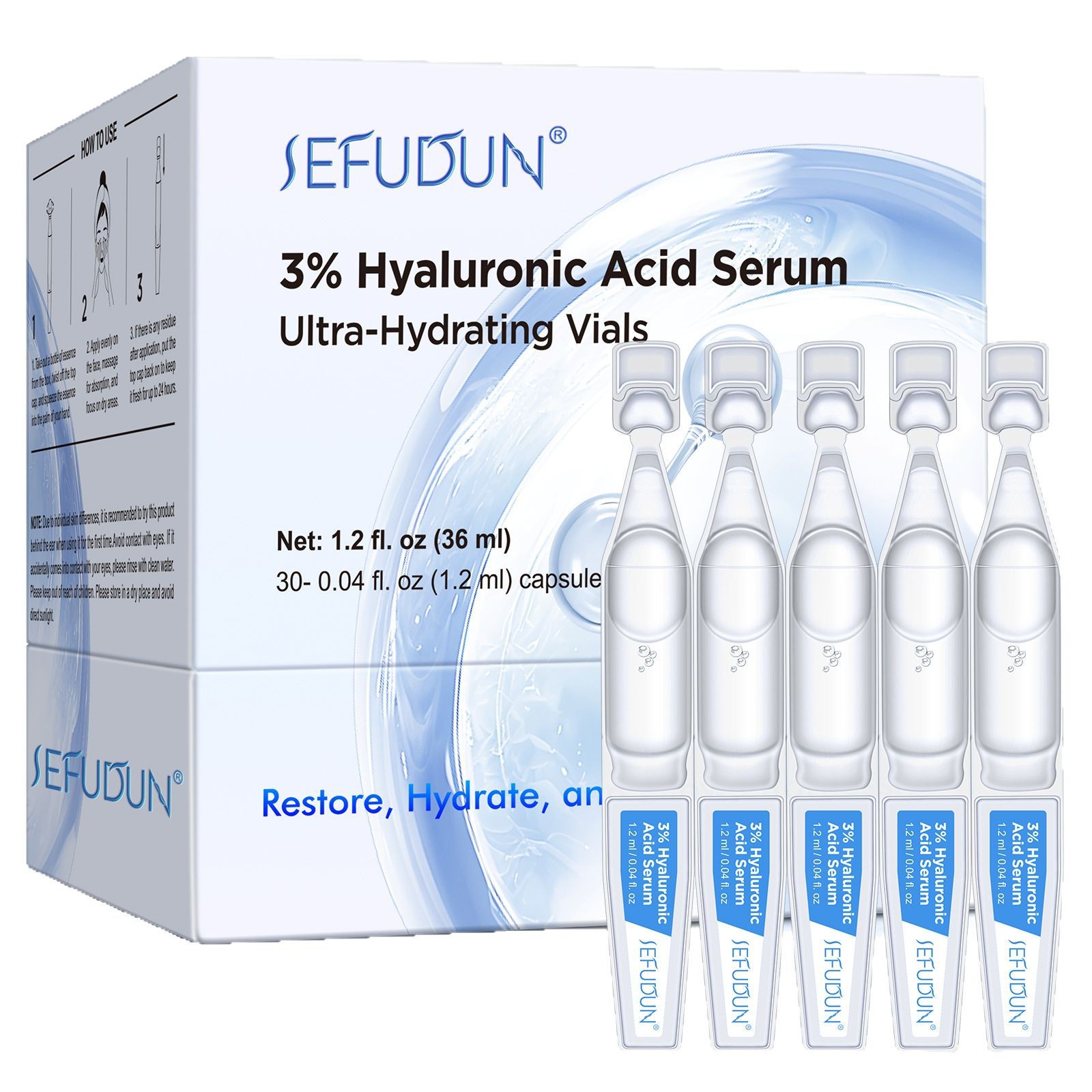 Cross-Border Sefudun Second-Throwing Essence Ampoule Hydrating Moisturizing Soothing Facial Essence Water Light Second-Throwing Essence