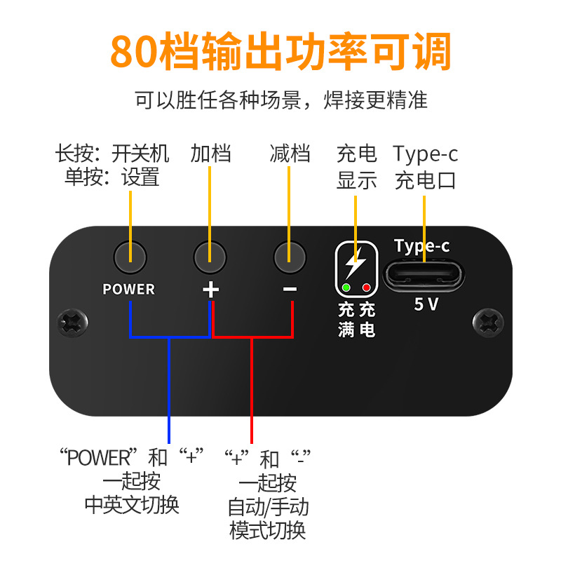 Color screen digital display Portable handheld battery welding machine 18650 battery welding full set of accessories