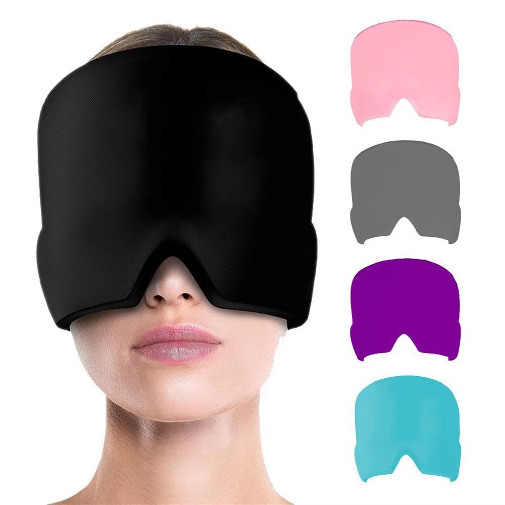 Migraine Relief Hat Double-Layer Gel Hot and Cold Compress Mask Ice Pack Sleep Hood Relieves the Feeling of Coolness