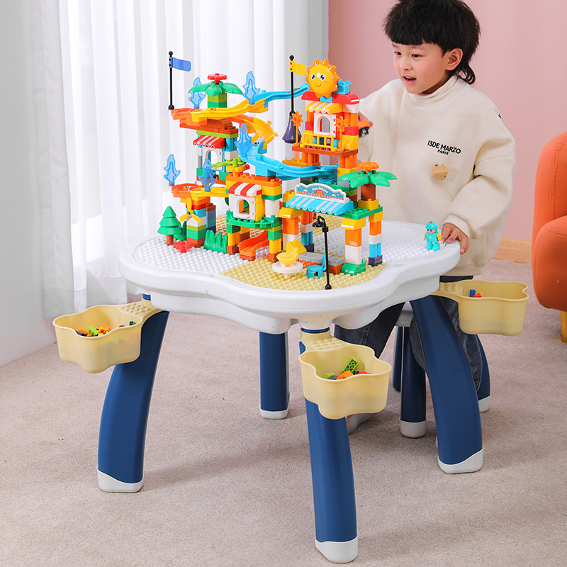 TikTok Quick Hand Building Blocks Table for Children's Multifunctional Large Particle Assembled Game Table for 3-6 Years Old Boys and Babies