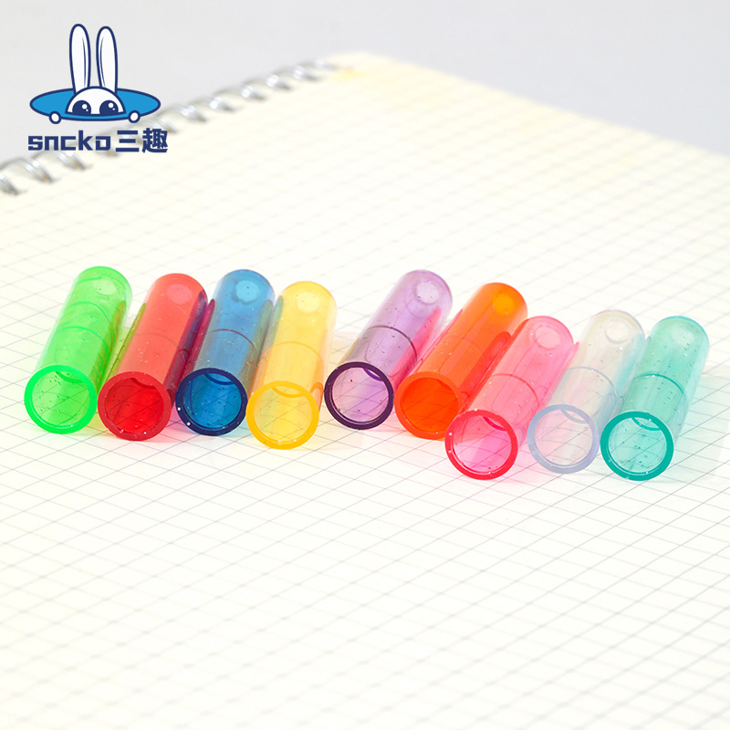 Sanqu Color Rainbow Transparent Pencil Cap Plastic Pencil Cover Pen Cover Primary School Children Protective Cover Wholesale Stationery