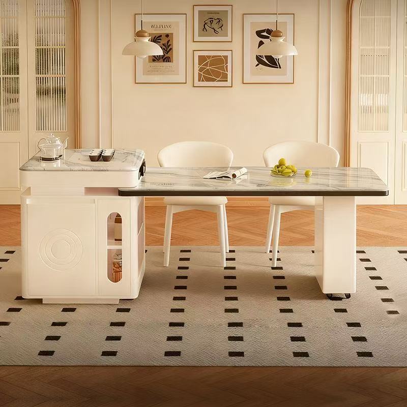 Modern Simple Super Crystal Island Table Dining Table Tea Table Integrated High-End Home Kitchen Dining Table Retractable Tea Island Table