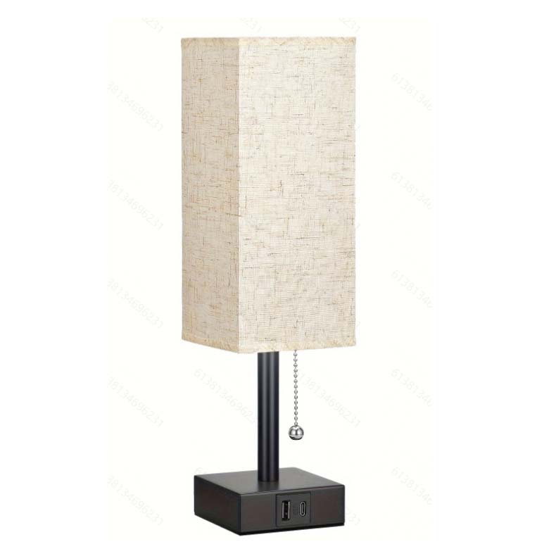 Cross-border exclusive for Amazon linen 90 square table lamp zipper switch three-color temperature variable light A C USB charging
