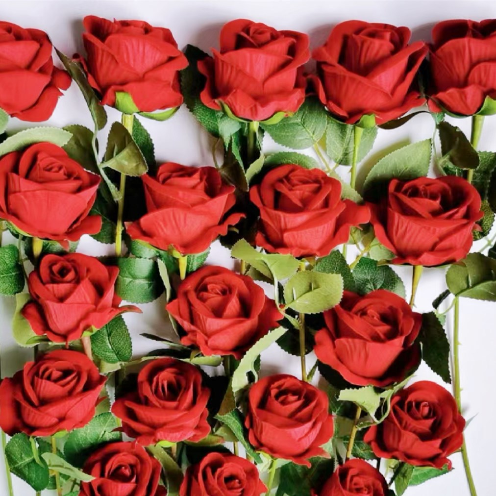 Artificial Rose Single Stem Rose Valentine's Day Home Wedding Artificial Flower Fake Flower Artificial Touch Velvet Rose