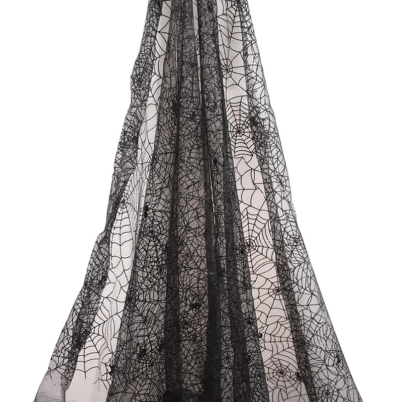 in stock spider web solid color mesh fabric hollow lace mesh fabric Halloween spider web hollow lace mess fabric