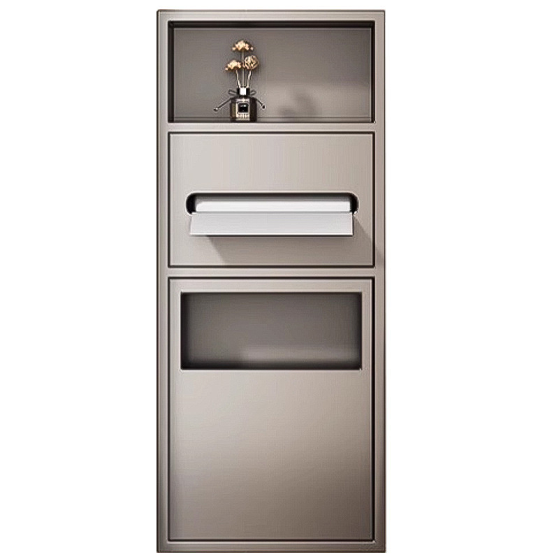 Bathroom Embedded Stainless Steel Niche Toilet Side Storage Cabinet Bathroom Paper Box Trash Can Space-Saving