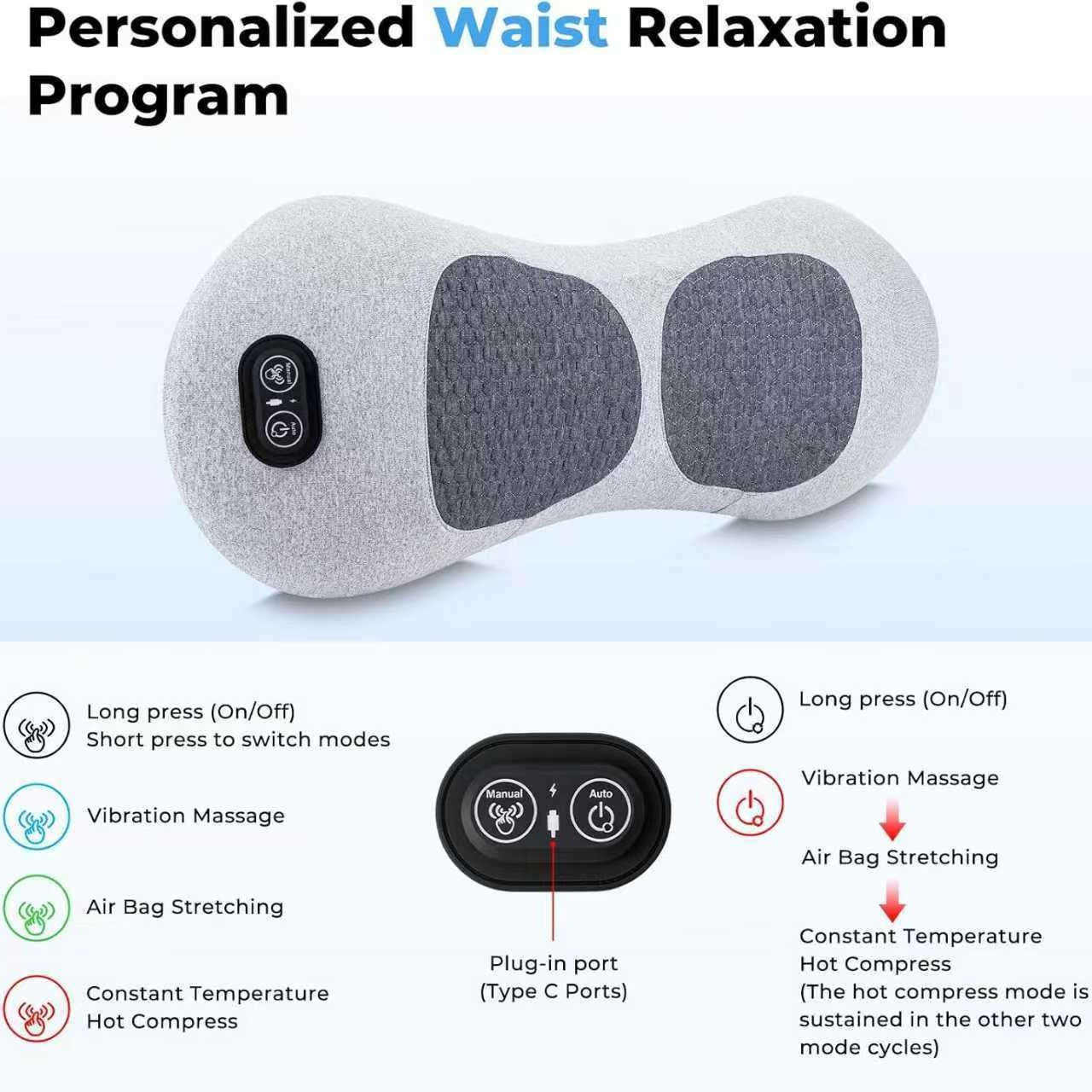 Cross-Border English Lumbar Pillow, Bed Lumbar Cushion, Special Lumbar Support Cushion for Sleeping, Lumbar Support, Lumbar Spine Massage, Heating Non