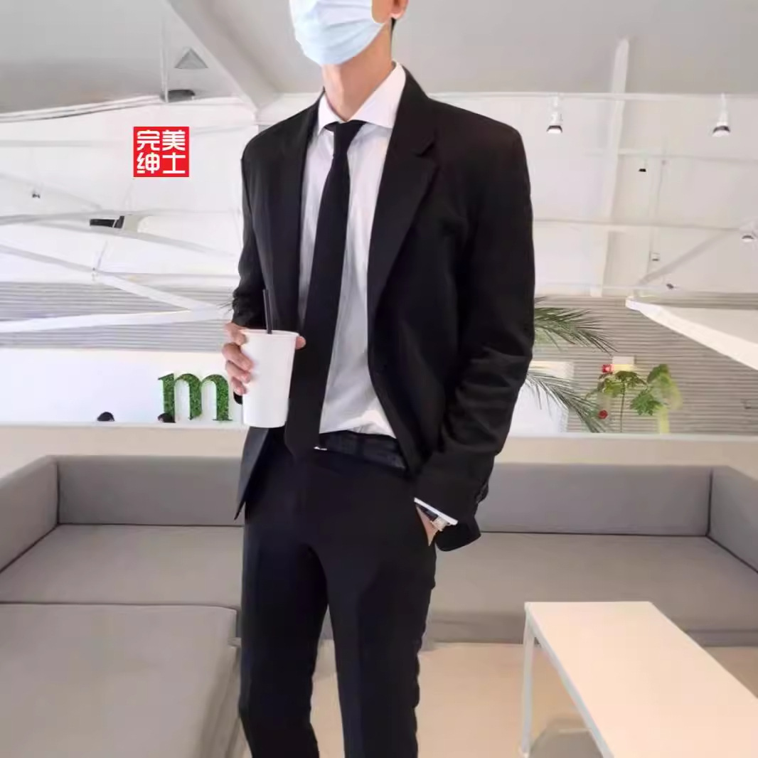 Casual Suit Suit Men's Slim Business Professional Formal Wear Korean Style Groomsman Dress Groom Host Blazer