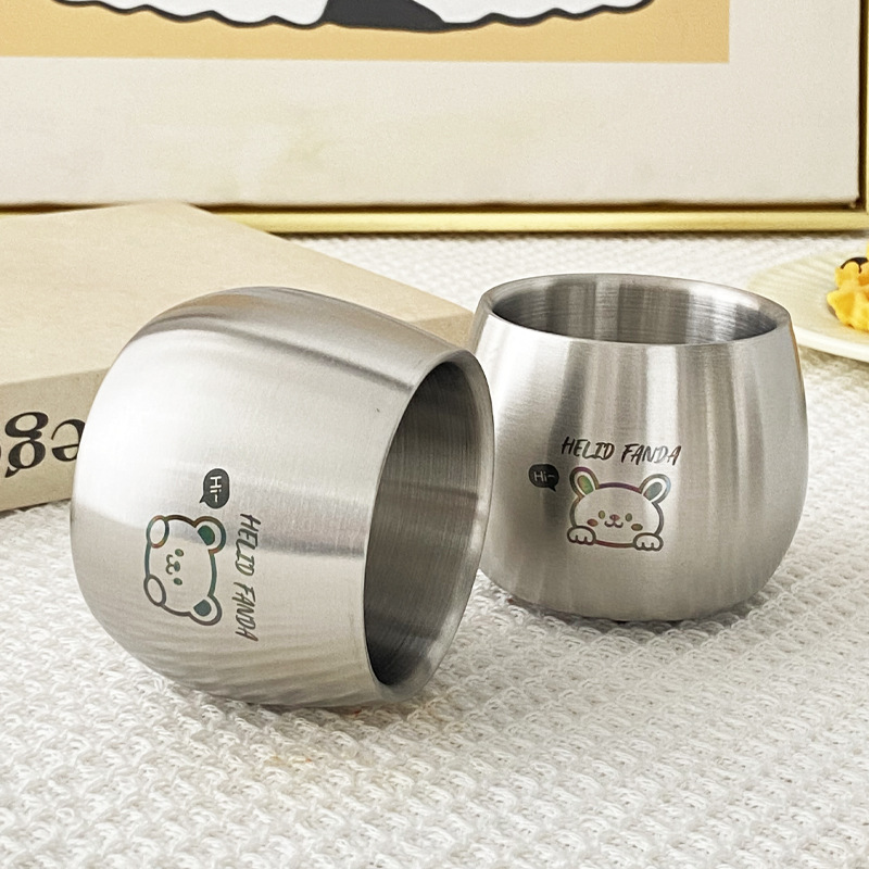 Cartoon Stainless Steel Creative Kidsren's Water Cup Household Baby Double-Layer Anti-Scald Milk Cup Thickeneded Anti-Fall Cup 2024