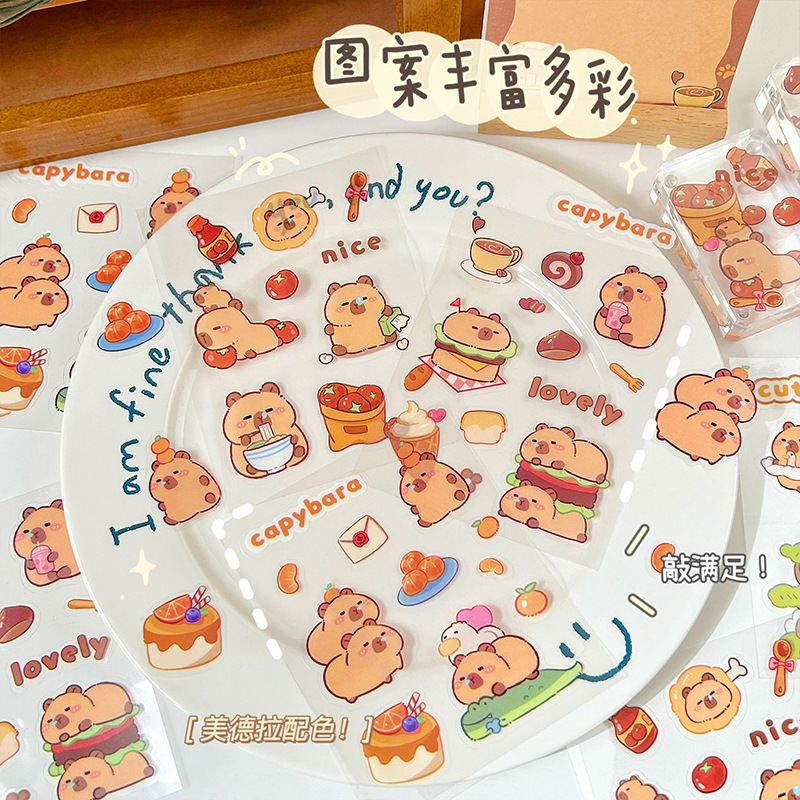 Capabala stickers capabala Journal stickers material Journal capybara stickers cartoon girl children goo card