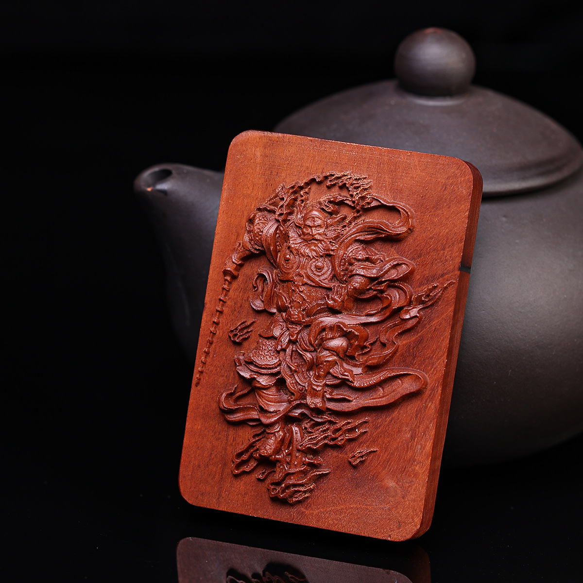 Ethnic Style Natural Lightning-Struck Jujube Wood Mountain Ghost Flower Bagua Zhongkui Peace and Safety Plaque
