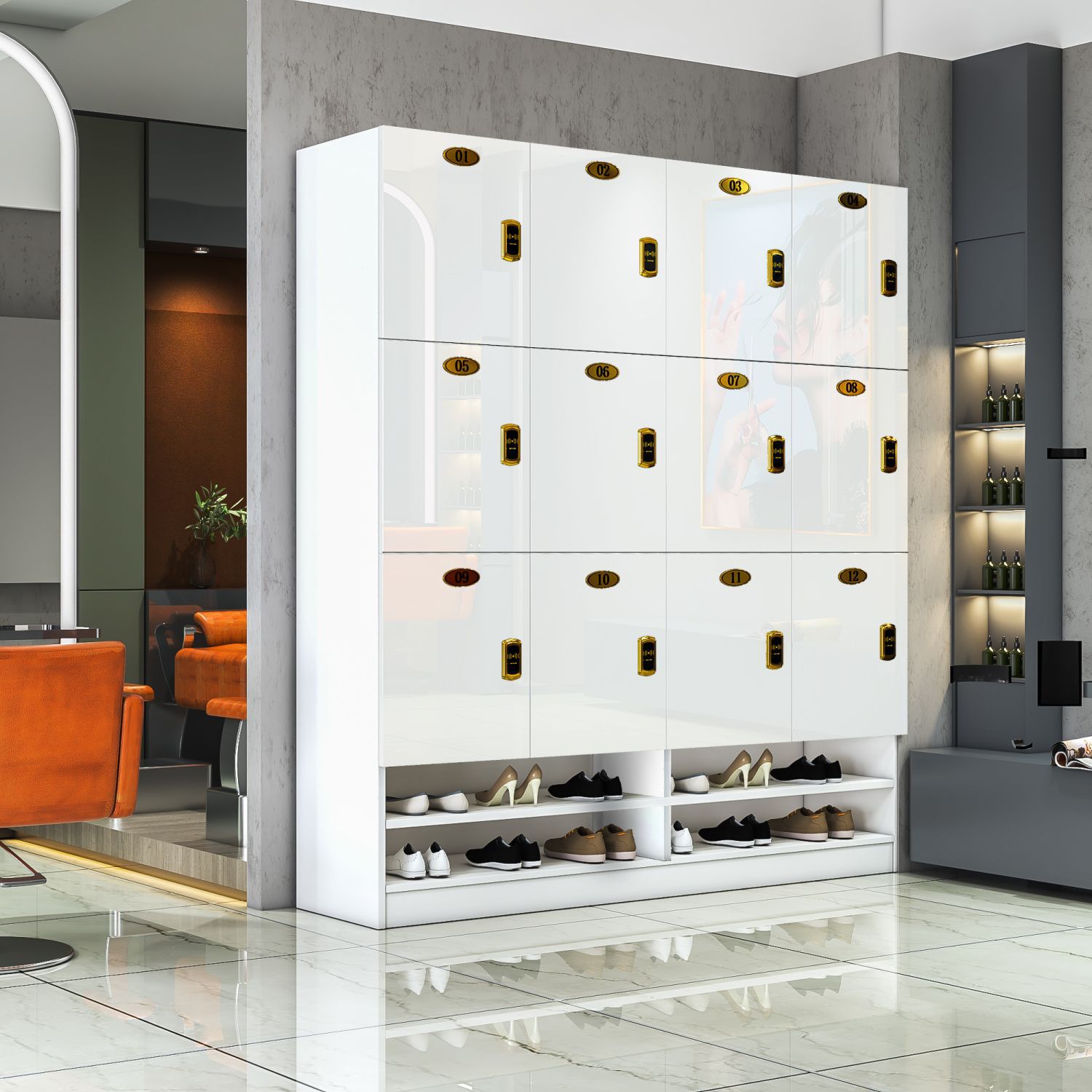 Шкаф для сотрудников, шкаф для салона красоты и центра для ванной, деревянный шкаф для йога-студии с замком