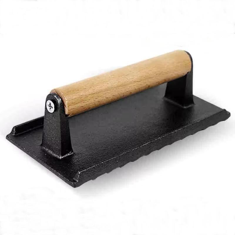 Cast Iron Barbecue Meat Plate Fried Steak Rectangular Round Striped Barbecue Plate Uncoated Supply Wholesale and Retail