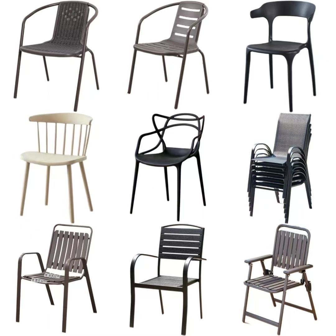 Кресло с спинкой, пластиковый стул для дома, однослойный стул для улицы, балконный стул, ротанговое кресло, удобное кресло, офисный обеденный стул, стул для маджонга