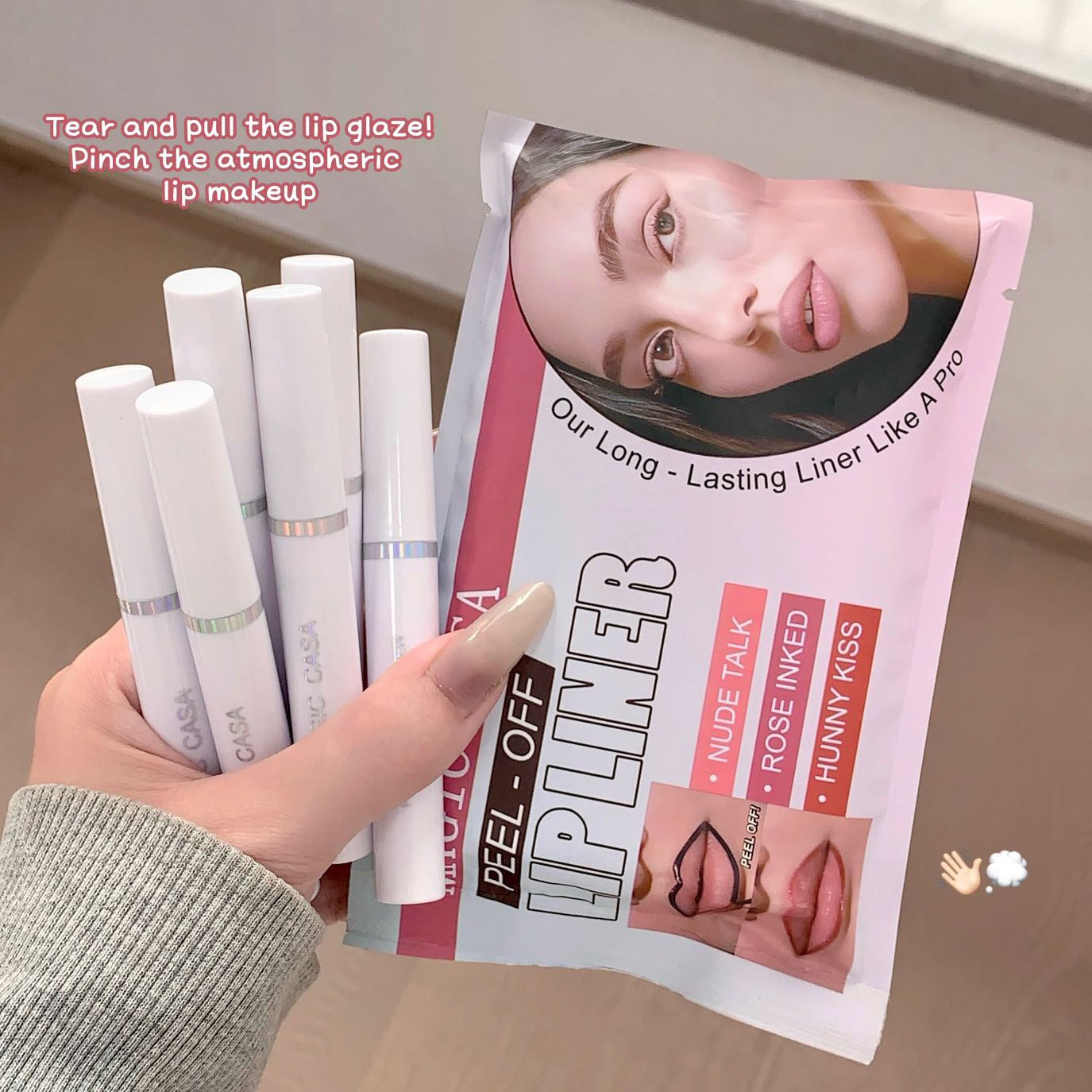 Magic Casa Tear-Off Lip Glaze Six-Piece Set Tear-Off Matte Dyed Lip Gloss Lip Mask Long-Lasting Waterproof and Non-Fading