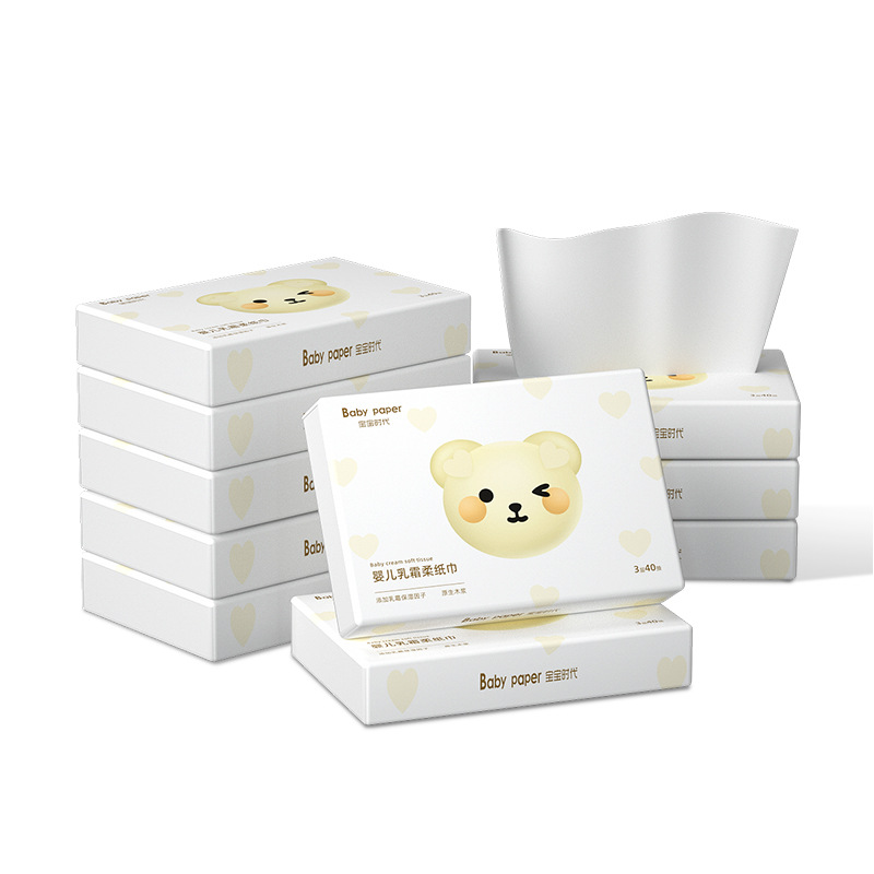 Baby Era Baby Cream Tissue 40 Pumps 10 Packs of Soft Tissue Moisturizing Paper Infant Soft Cloud Soft Tissue Paper