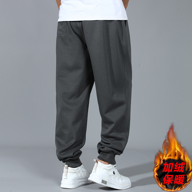 fleece-lined oversized men's high waist pants loose fat plus fat increase sports pants fat guy 300kg spring, autumn and winter