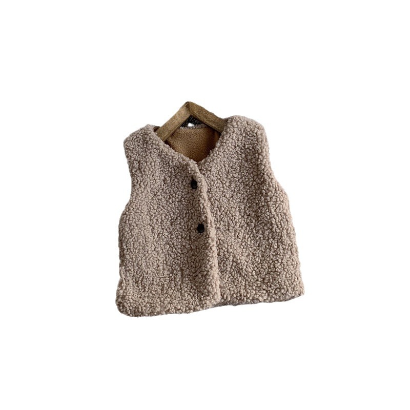 2024 Winter Clothing Girls' Polar Fleece Thickeneded Warm Vest Kidsren's Baby Style Warm Vest