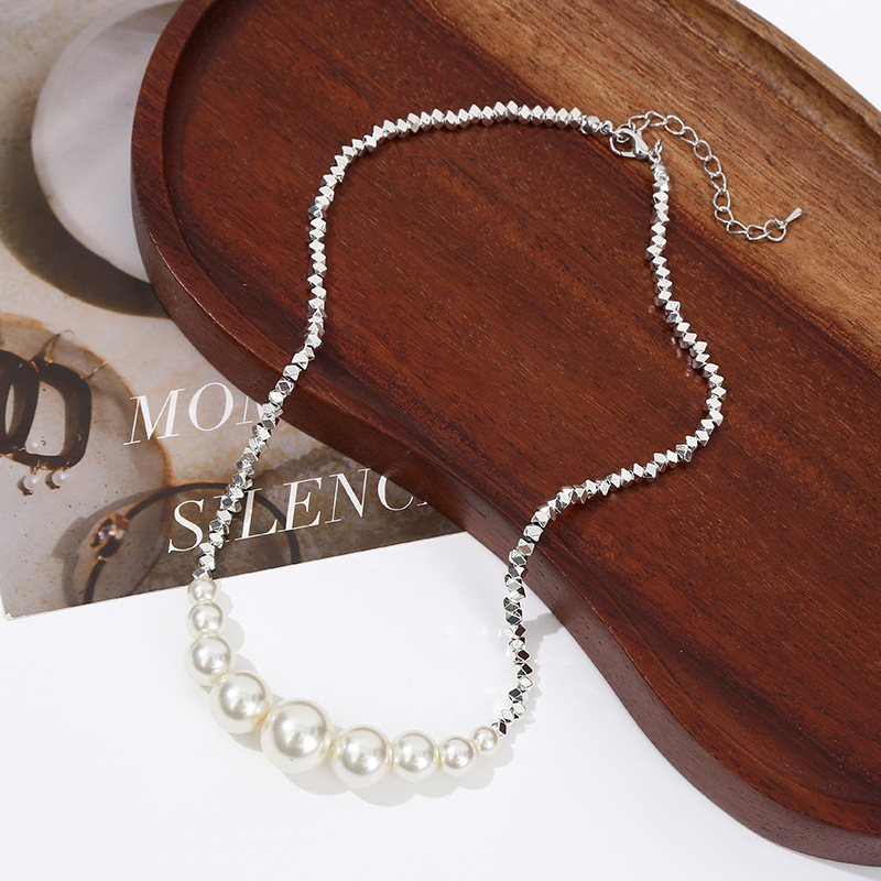 Сломанное серебряное ожерелье с жемчужинами, женское высококачественное нишевое универсальное изысканное ожерелье на ключицу