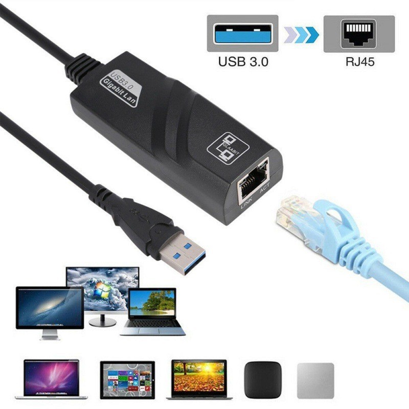 Factory Direct Sales Usb3.0 Network Card 100m Driver-Free External Plug-And-Play to Rj45 Network Cable