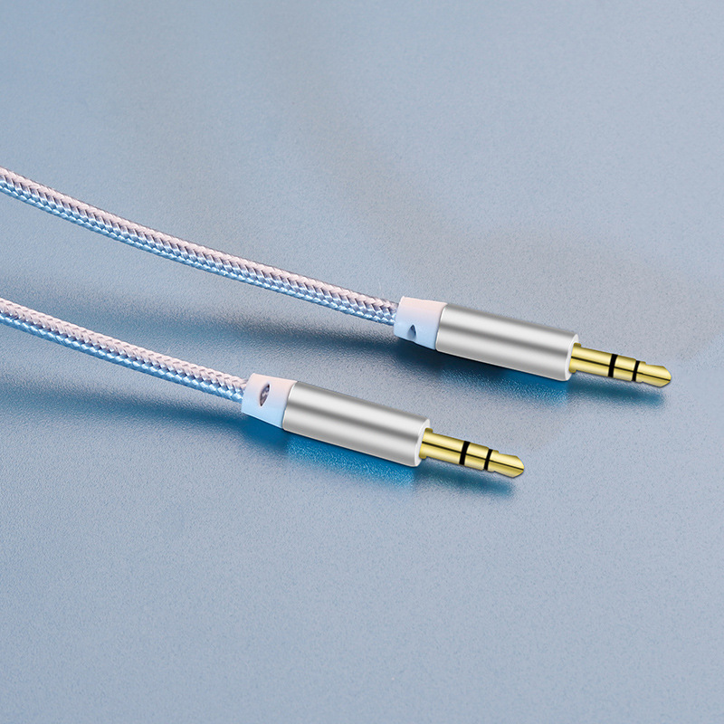 Factory Direct 1-3 m six-color nylon braided aluminum alloy connection audio phone headset aux3.5 audio cable