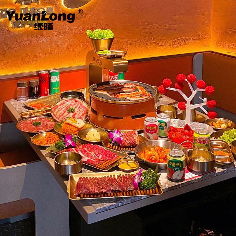 Korean Electric Grill Commercial Heating Tube Electric Barbecue Grill Popular Barbecue Shop Round Electric Barbecue Grill Orange Barbecue Grill