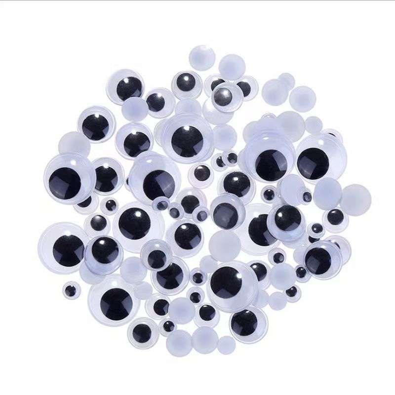 Пластиковые цветные подвижные глаза с клеевой основой для детских кукол, черно-белые наклейки
