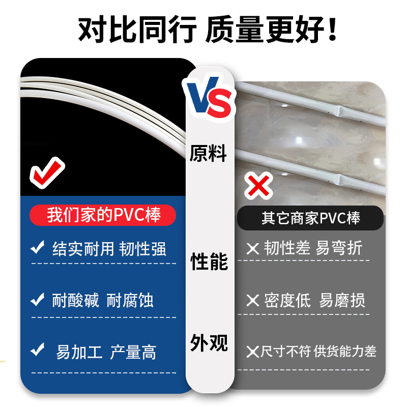 Customized Plastic Rod Pvc Rod Round Plastic Strip Box Support Rod Takeaway Box Bracket Black Solid Pvc Rod