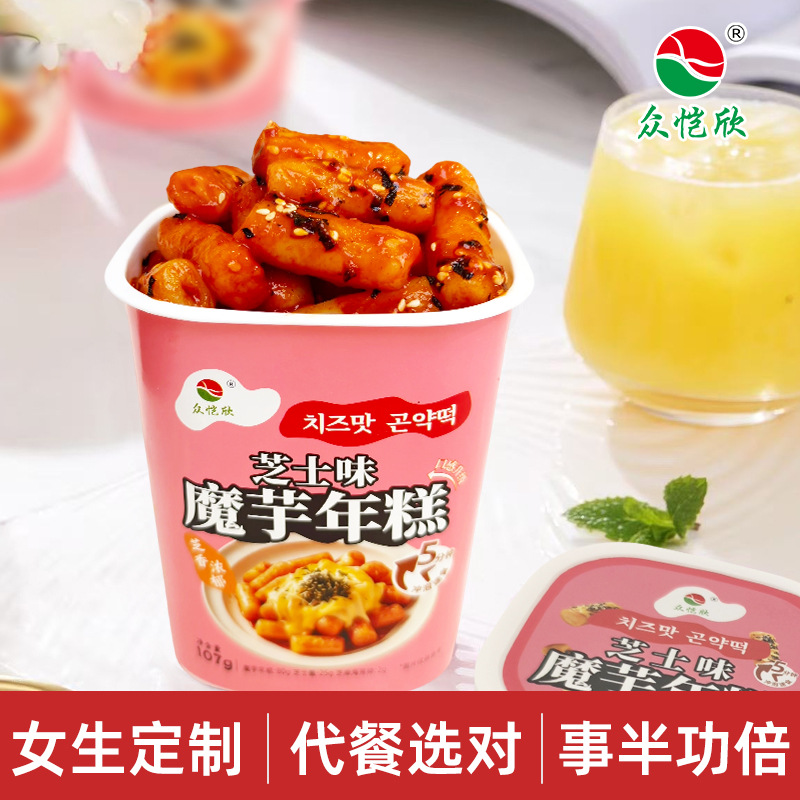 Korean Konjac Cheese Rice Cake Army Hot Pot Snack Internet-Famous Food Bucket-Packed Instant Rice Cake Strips E-Commerce Dropshipping
