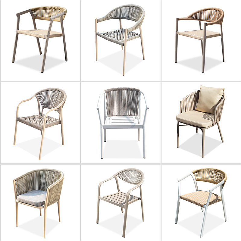 Кресло из ротанга в скандинавском стиле для улицы, одно кресло для террасы, алюминиевый обеденный стул с подлокотниками