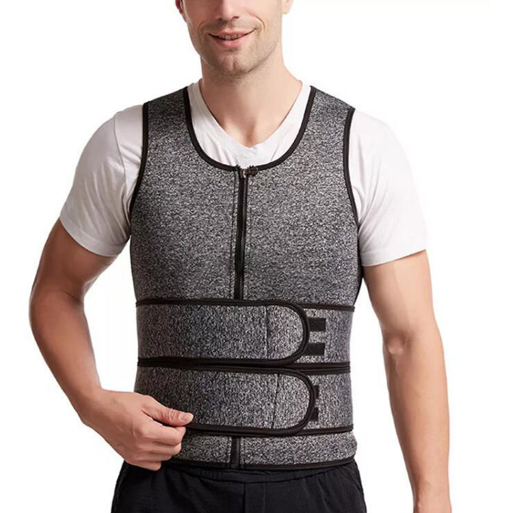 European and American Neoprene Sweat Suit Sports Zipper Belt Sweat Vest Fitness Beer Belly Tight Shapewear for Men