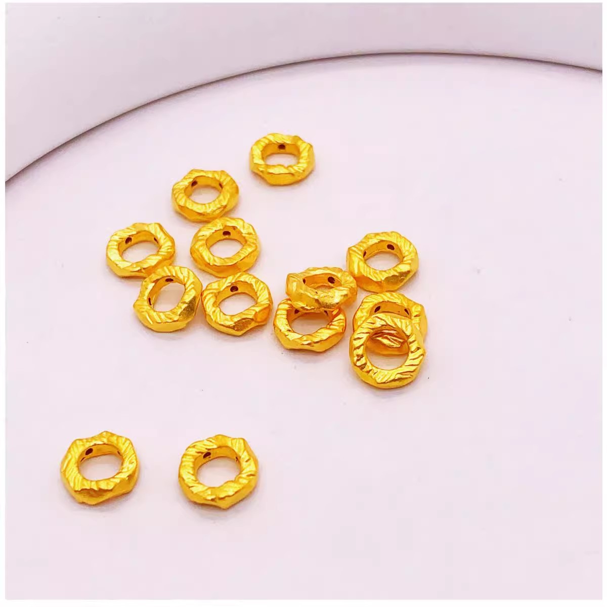 Gold Twisted Loose Beads 3D Hard Gold Pure Gold 999 Twisted Spacer Beads Bracelet Beads Gold Beads Gold Twisted Loose Beads