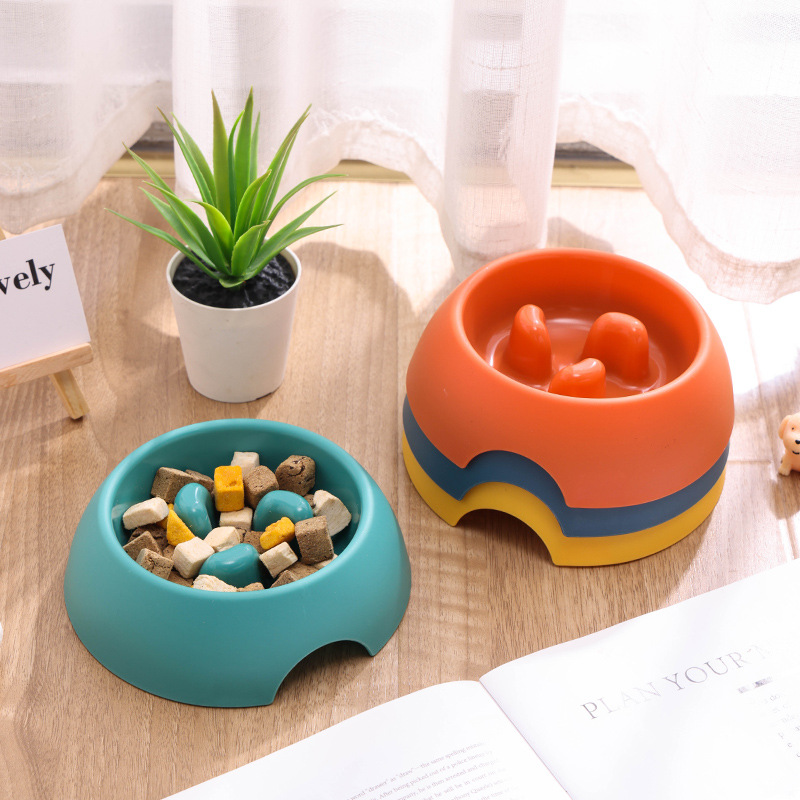 Медленная чаша для корма для домашних животных, анти-удушающая чаша, стильные аксессуары для собак, посуда для кошачьего корма, чаша для медленного кормления