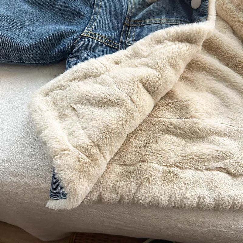 Children's Denim Jacket Fleece-Lined and Thickeneded 2025 New Kidsren's Clothing Baby Autumn and Winter Boys' Clothes Winter Boys' Winter Clothes