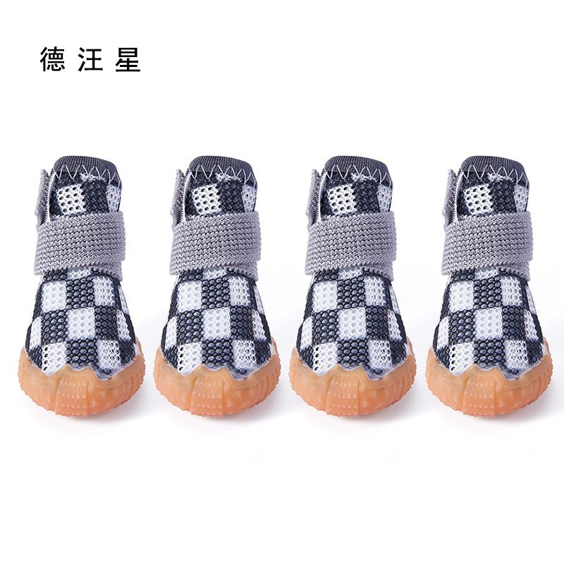 Dewangxing puppy mesh shoes upgraded breathable sandwich thickened mesh dog shoes set of 4 pieces